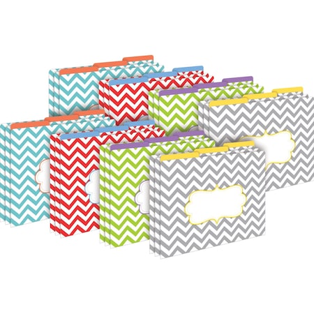 Barker Creek Beautiful Chevron Designer Letter-Size File Folders, Multi-Design Set, 24/Package 3956